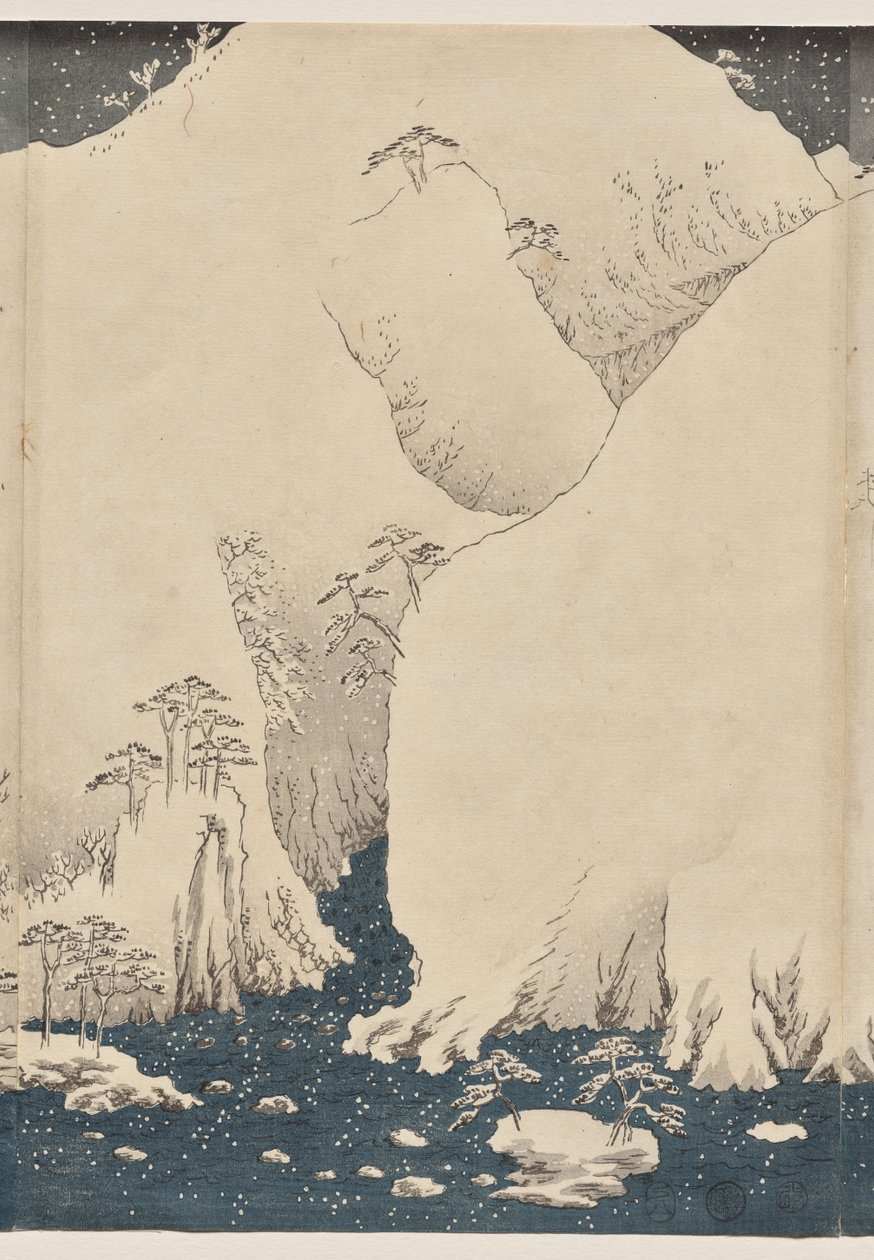 Montaña y río en el camino de Kiso de Utagawa Hiroshige