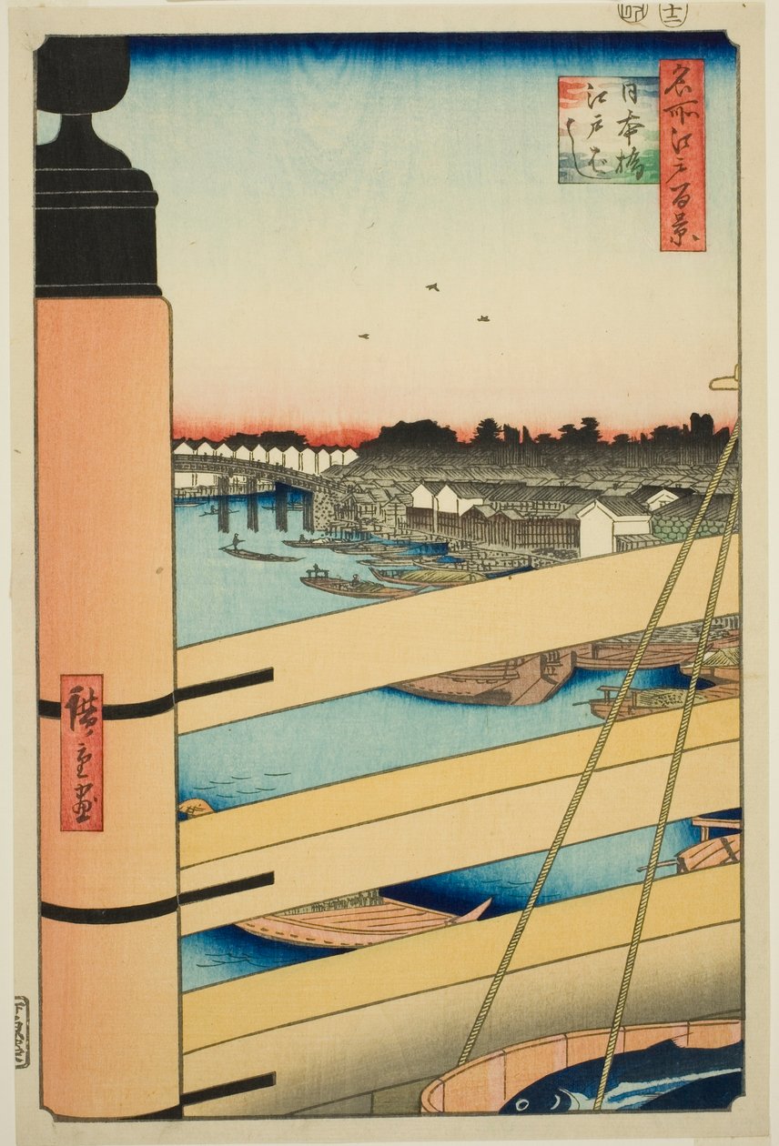 Puente Nihon y Puente Edo, de la serie "Cien vistas famosas de Edo" de Utagawa Hiroshige