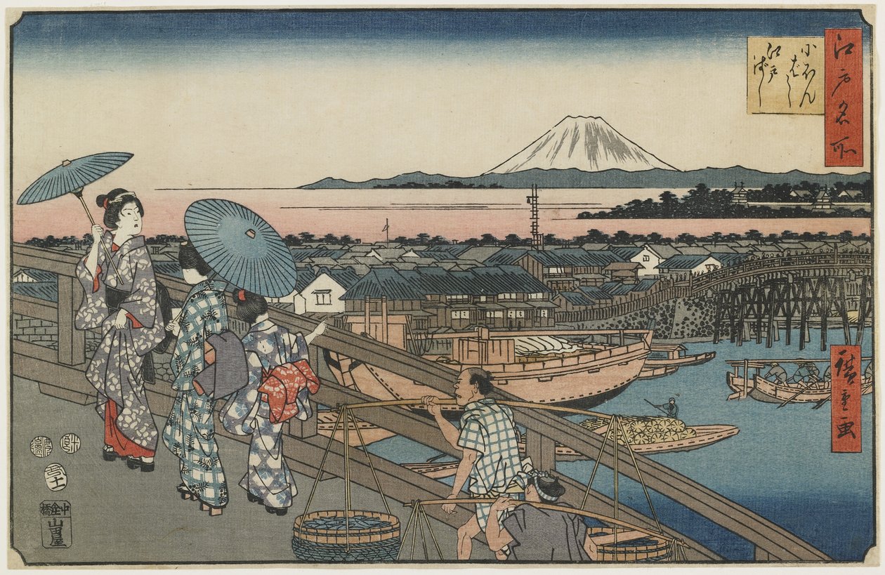 Puente Nihonbashi y Puente Edo, noviembre de 1853 de Utagawa Hiroshige