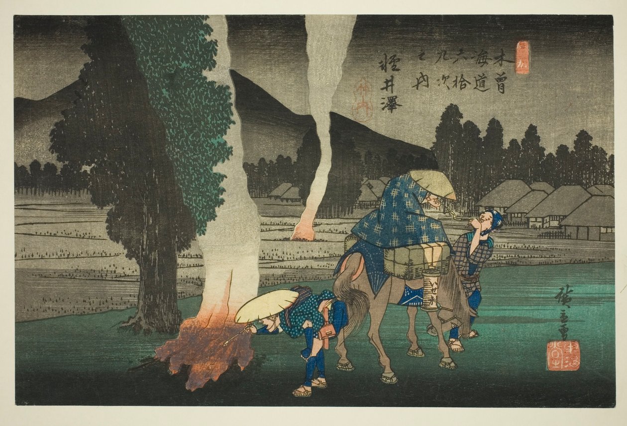 No. 19: Karuizawa, de la serie "Sesenta y nueve estaciones del Kisokaido (Kisokaido rokujukyu tsugi no uchi)" de Utagawa Hiroshige