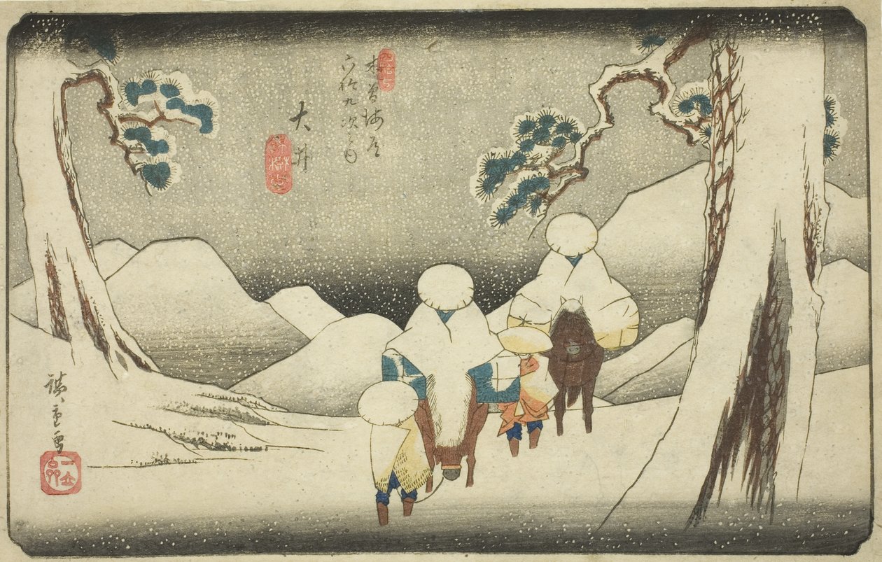 No. 47: Oi, de la serie "Sesenta y nueve estaciones del Kisokaido (Kisokaido rokujukyu tsugi no uchi)" de Utagawa Hiroshige