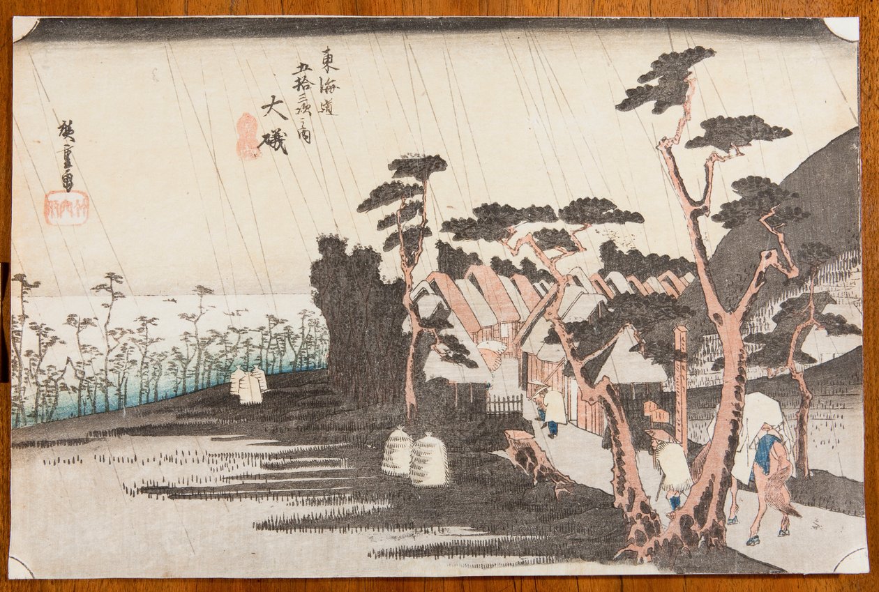 Oiso, lámina n.º 9 de la serie: Las cincuenta y tres etapas de la ruta del Tōkaidō / Tōkaidō gojusan zugi no uchi de Utagawa Hiroshige