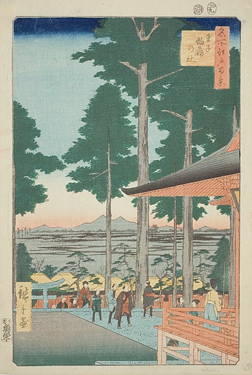 Santuario de Oji Inari (Oji Inari no yashiro), nº 18 de la serie "Cien vistas famosas de Edo (Meisho Edo hyakkei)" de Utagawa Hiroshige