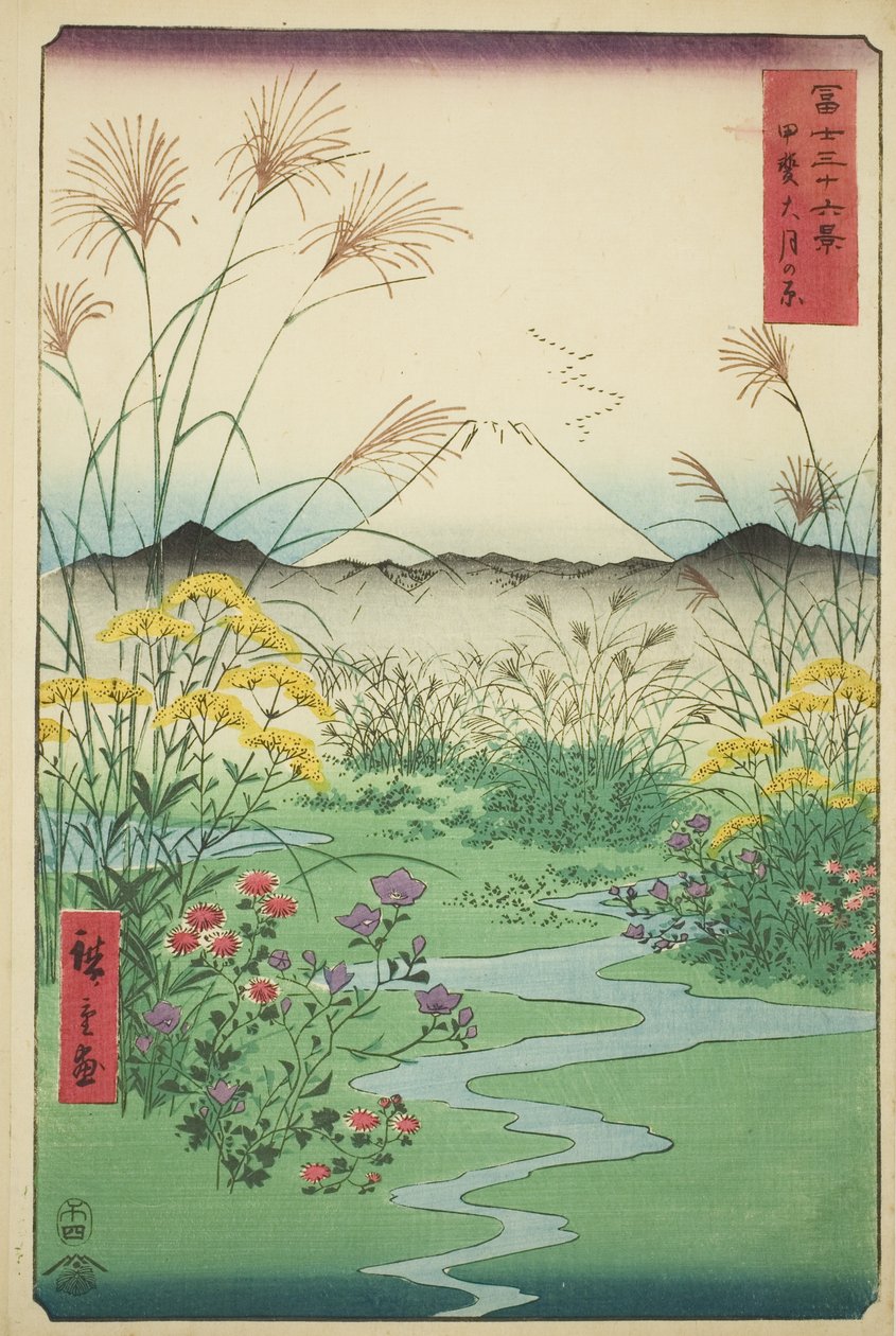 Llanura de Otsuki en la provincia de Kai, de la serie "Treinta y seis vistas del monte Fuji" de Utagawa Hiroshige