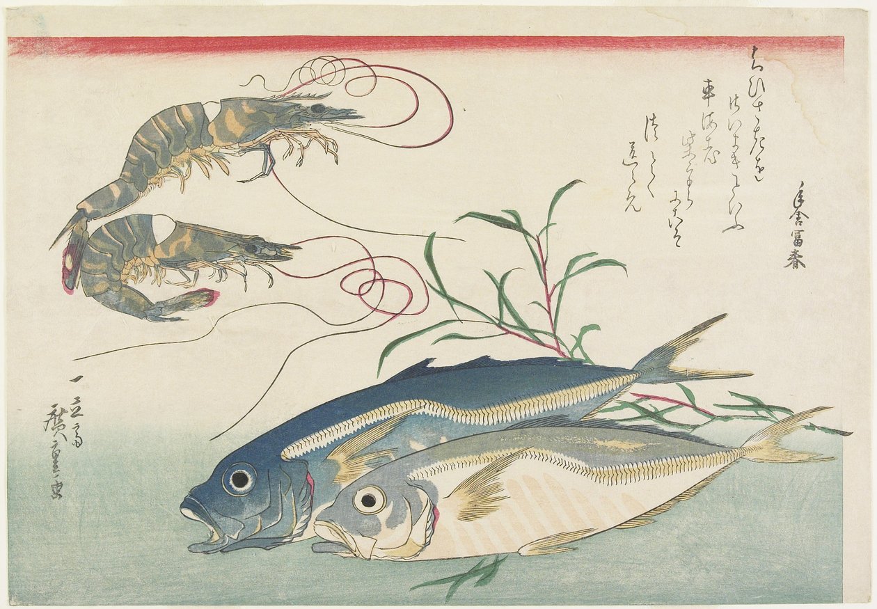 Camarones, Jureles y Smartweed, 1832-1833 de Utagawa Hiroshige