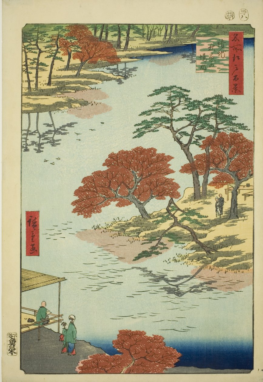 Recintos del Santuario Akiba, Ukeji, de la serie "Cien Vistas Famosas de Edo" de Utagawa Hiroshige