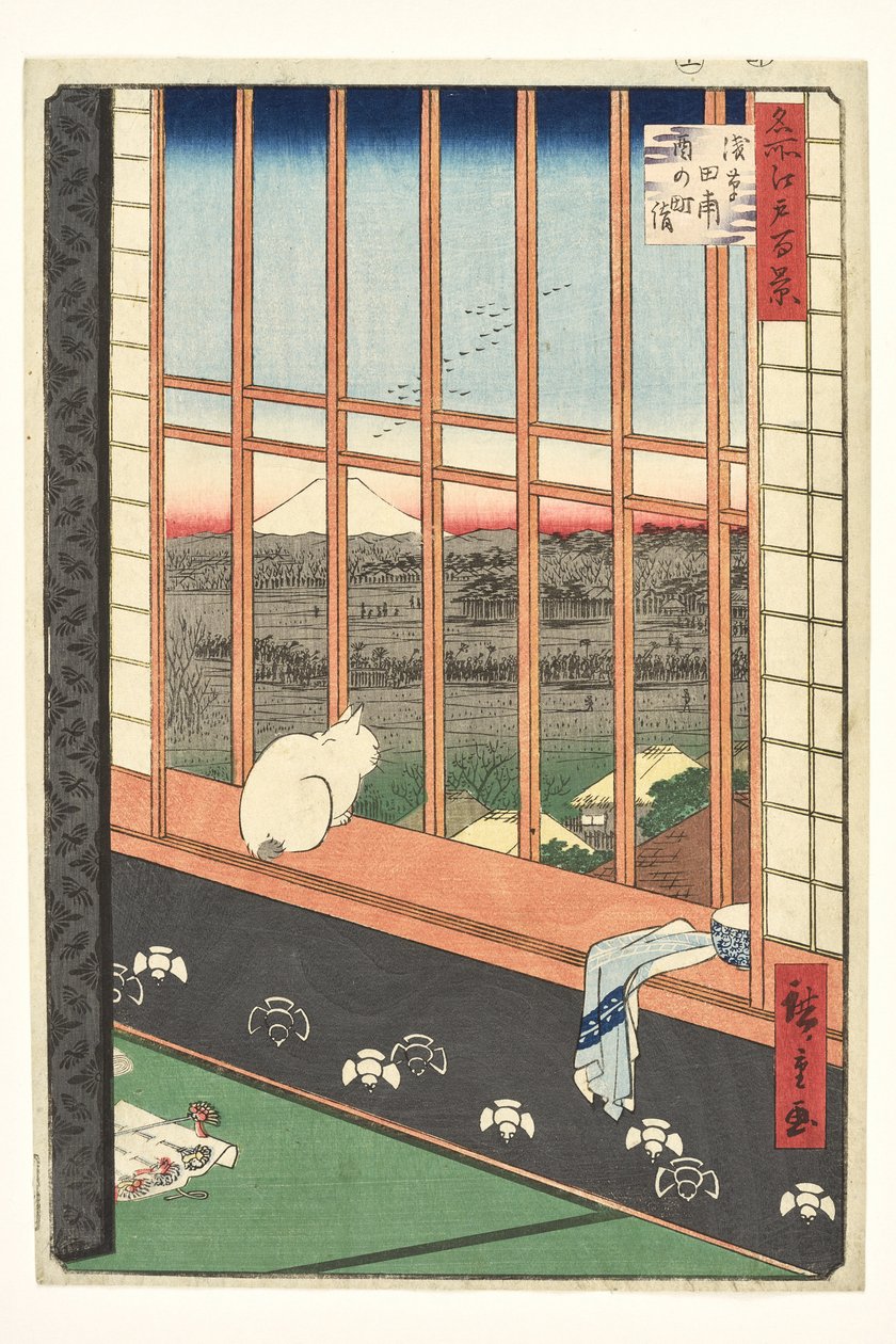 Arrozales en Asakusa y la fiesta de Torinomachi de la serie «100 vistas famosas de Edo» de Utagawa Hiroshige