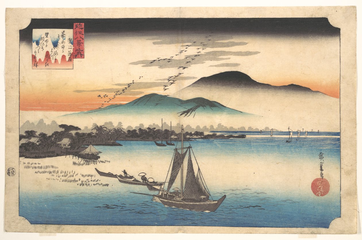 Gansos que regresan a Katada de Utagawa Hiroshige