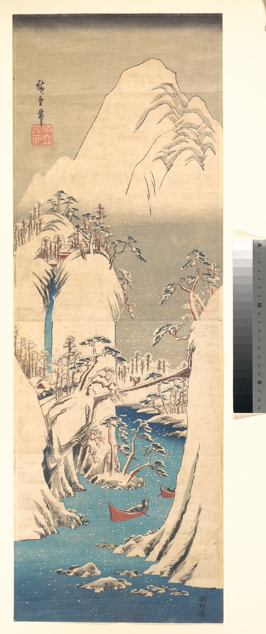 Flussschlucht im Schnee de Utagawa Hiroshige