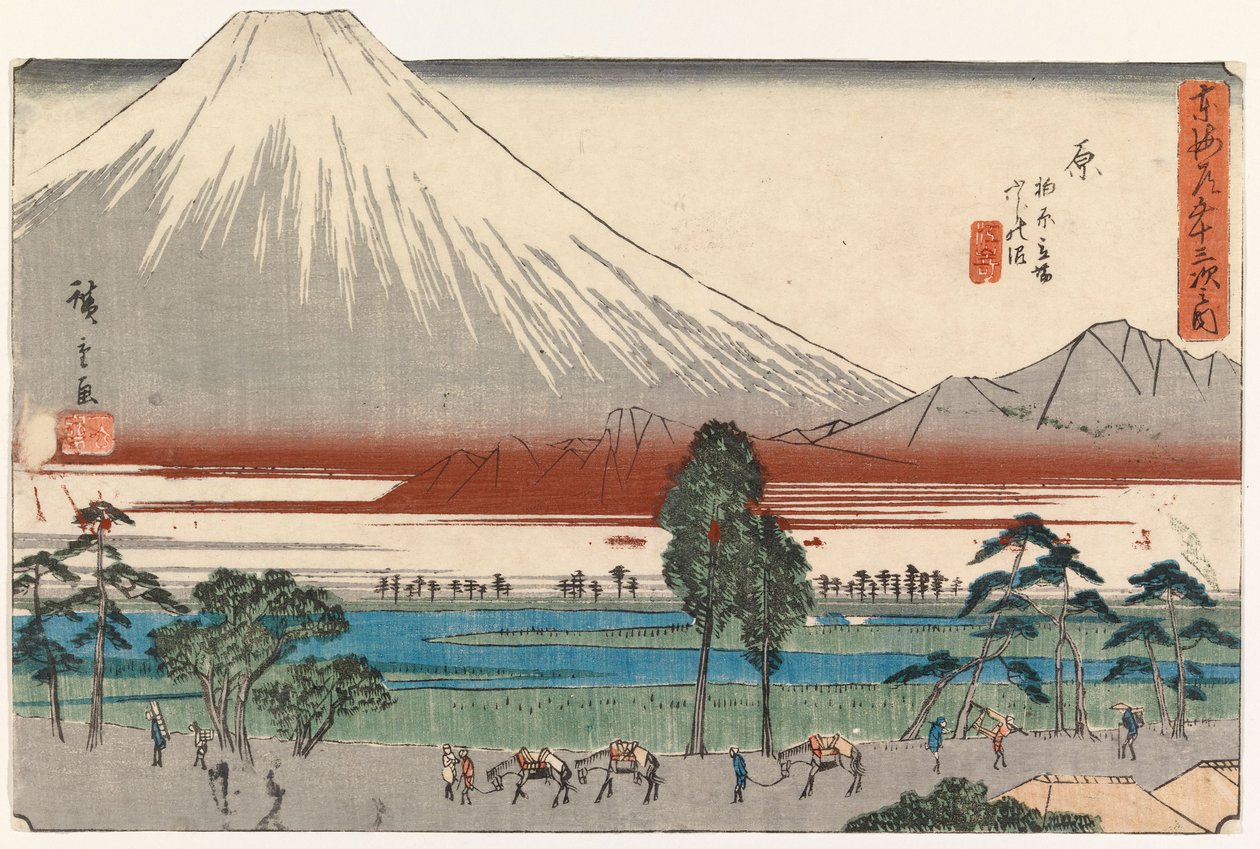 Paisaje fluvial al pie del monte Fuji de Utagawa Hiroshige