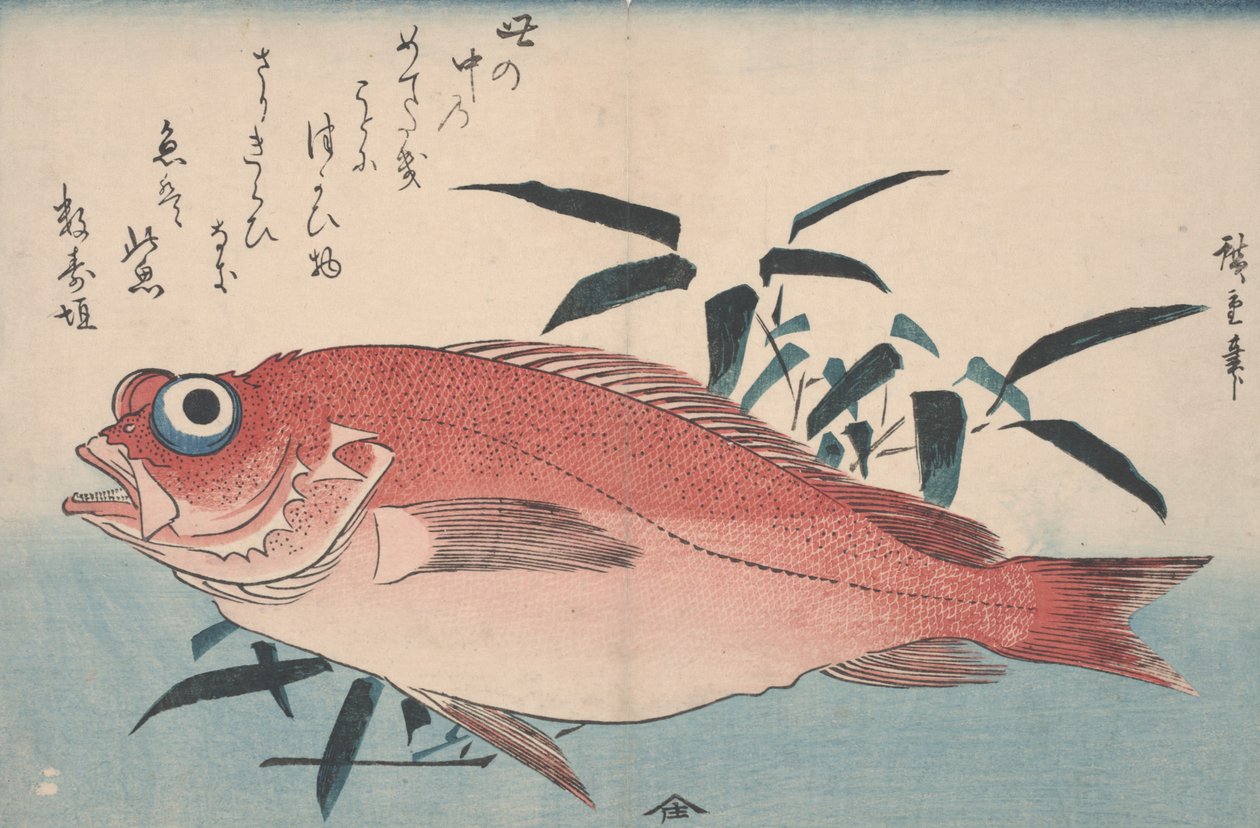 Besugo y Hierba de Bambú, 1840 de Utagawa Hiroshige