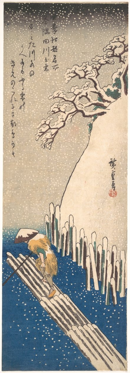 Nieve en el río Sumida de Utagawa Hiroshige