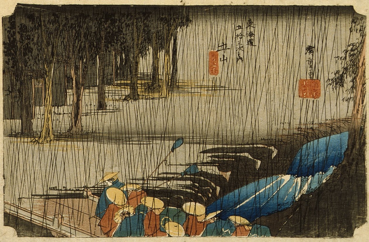 Lluvia primaveral en Tsuchiyama de Utagawa Hiroshige