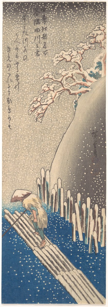 El río Sumida bajo la nieve, de la serie «Lugares famosos de Edo en las cuatro estaciones» de Utagawa Hiroshige