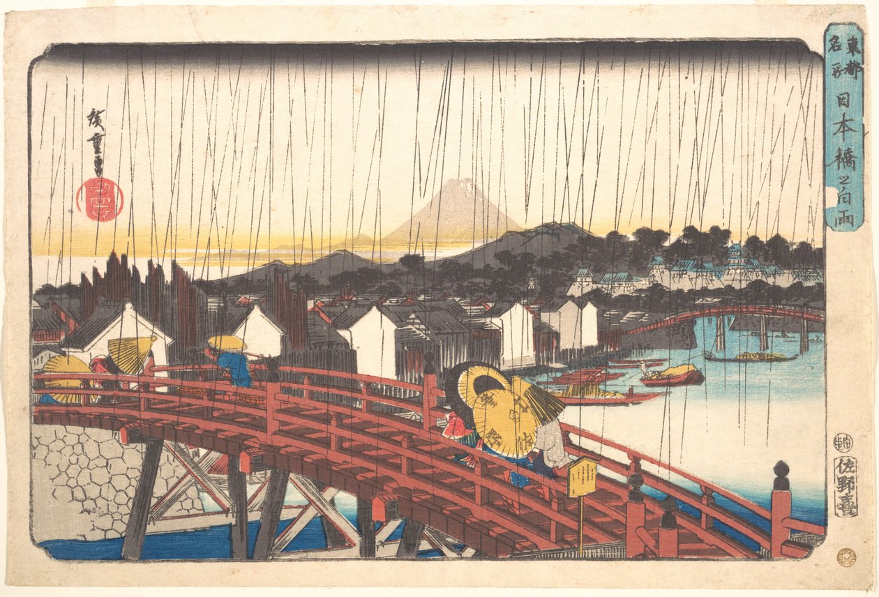 Lluvia con sol en Nihonbashi de Utagawa Hiroshige