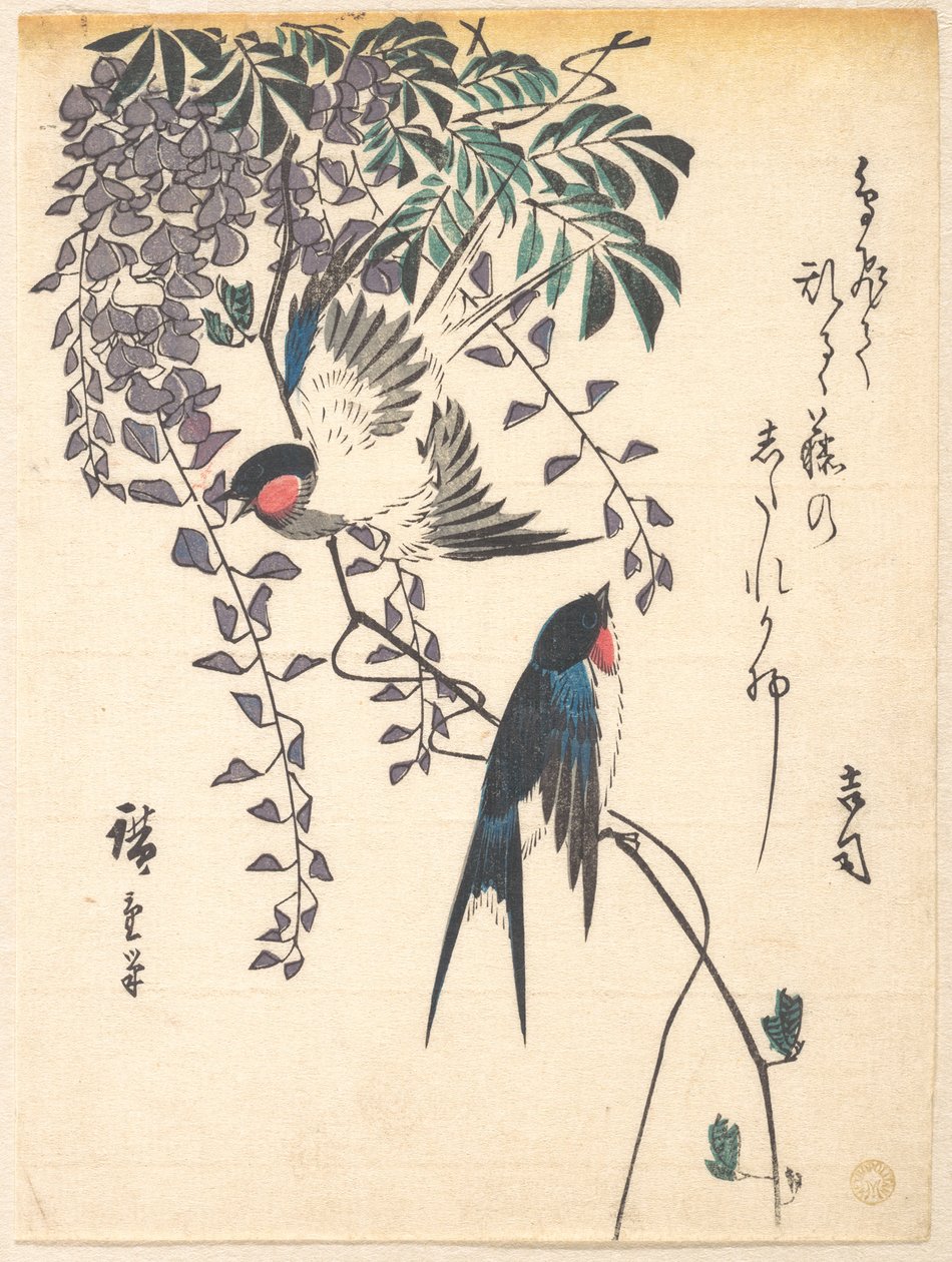 Golondrina y glicinia de Utagawa Hiroshige