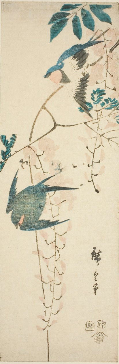 Golondrinas y Glicinas de Utagawa Hiroshige
