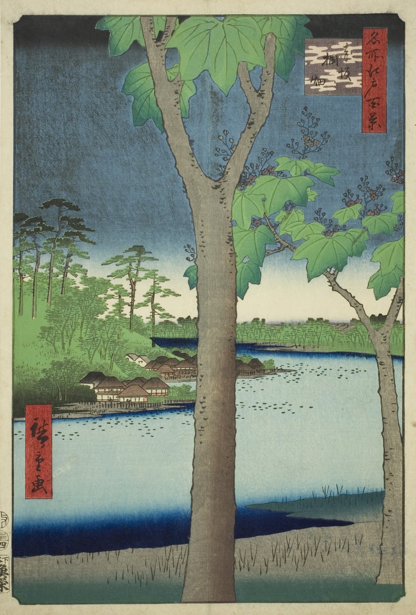 El bosque de paulonias en Akasaka, de la serie "Cien vistas famosas de Edo" de Utagawa Hiroshige