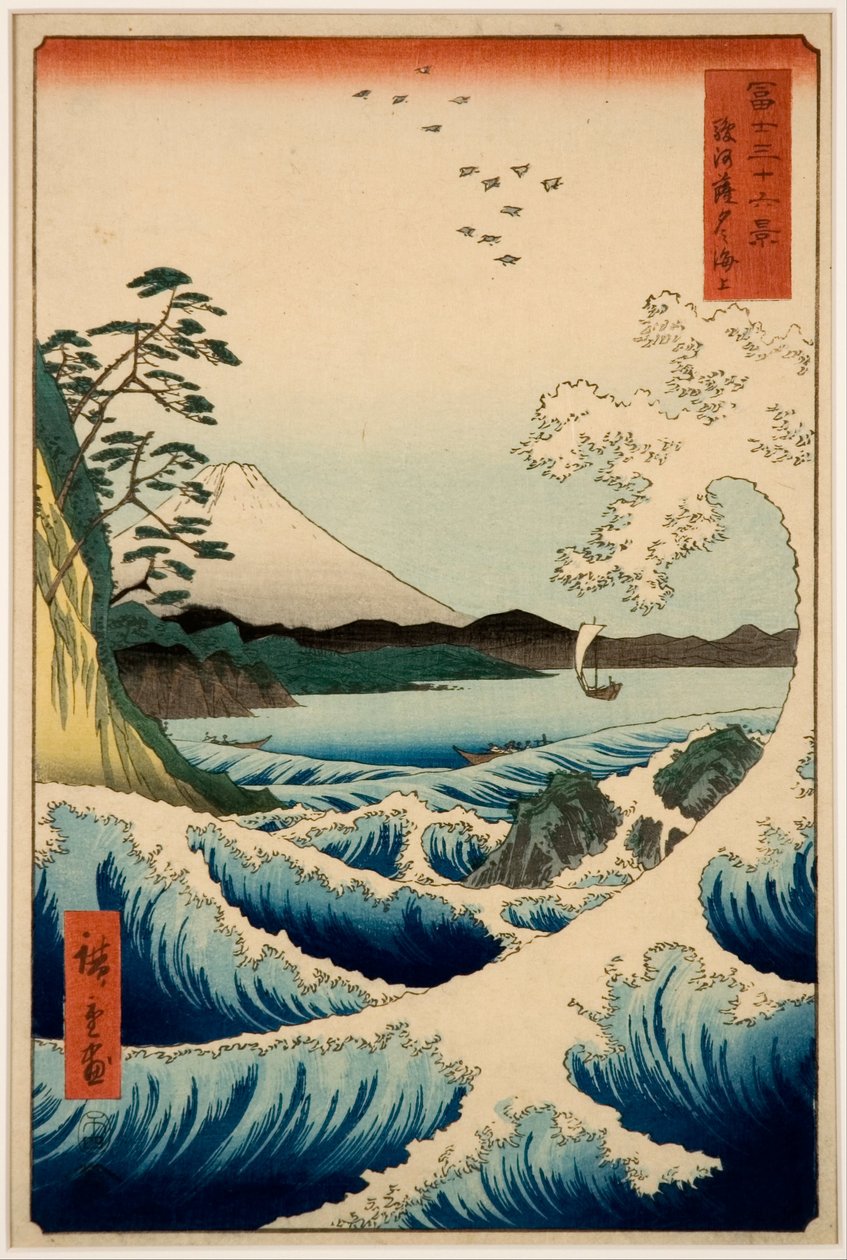 El mar en Satta, provincia de Suruga, de la serie Treinta y seis vistas del monte Fuji de Utagawa Hiroshige