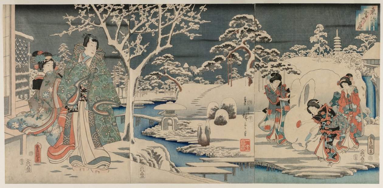 El jardín nevado, 1854 de Utagawa Hiroshige