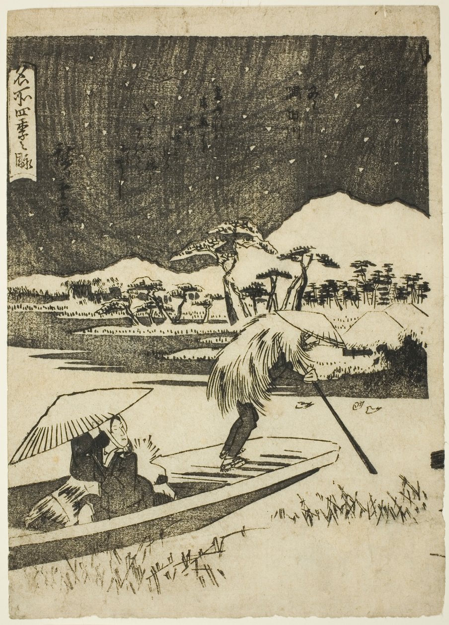 El río Sumida en invierno (Fuyu, Sumidagawa), de la serie "Vistas de las cuatro estaciones en lugares famosos (Meisho shiki no nagame)" de Utagawa Hiroshige