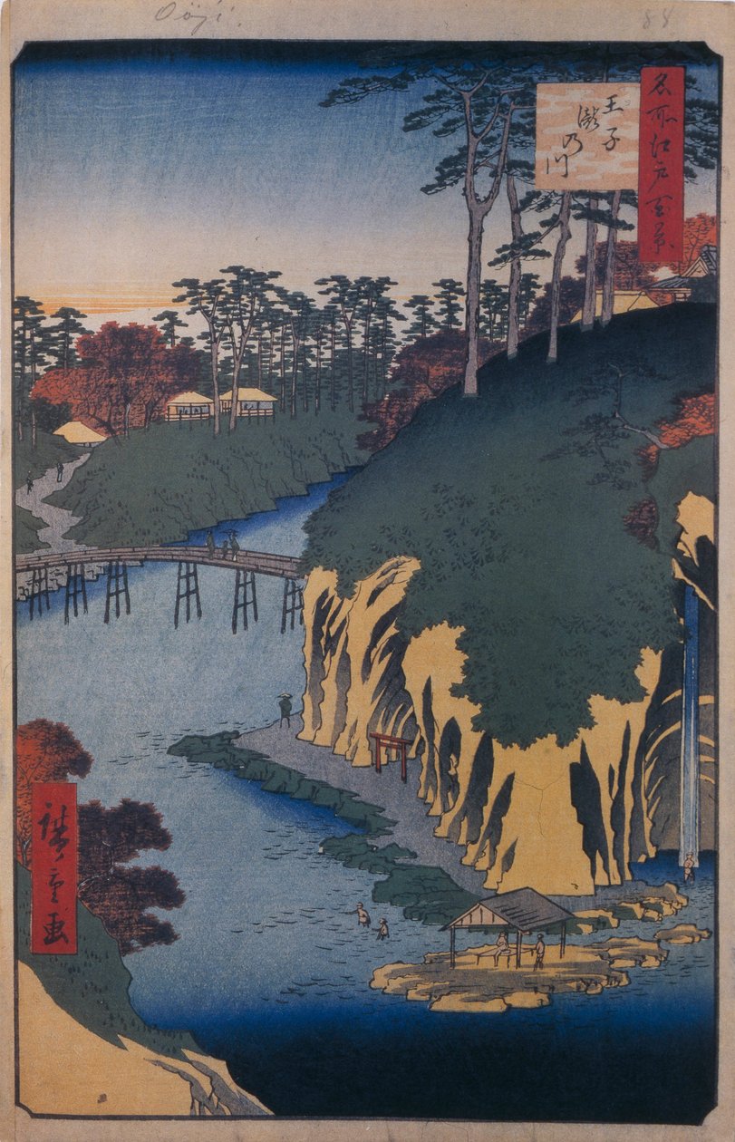 El Takinogawa en Oji Cien vistas famosas de Edo, 1856-1858 de Utagawa Hiroshige
