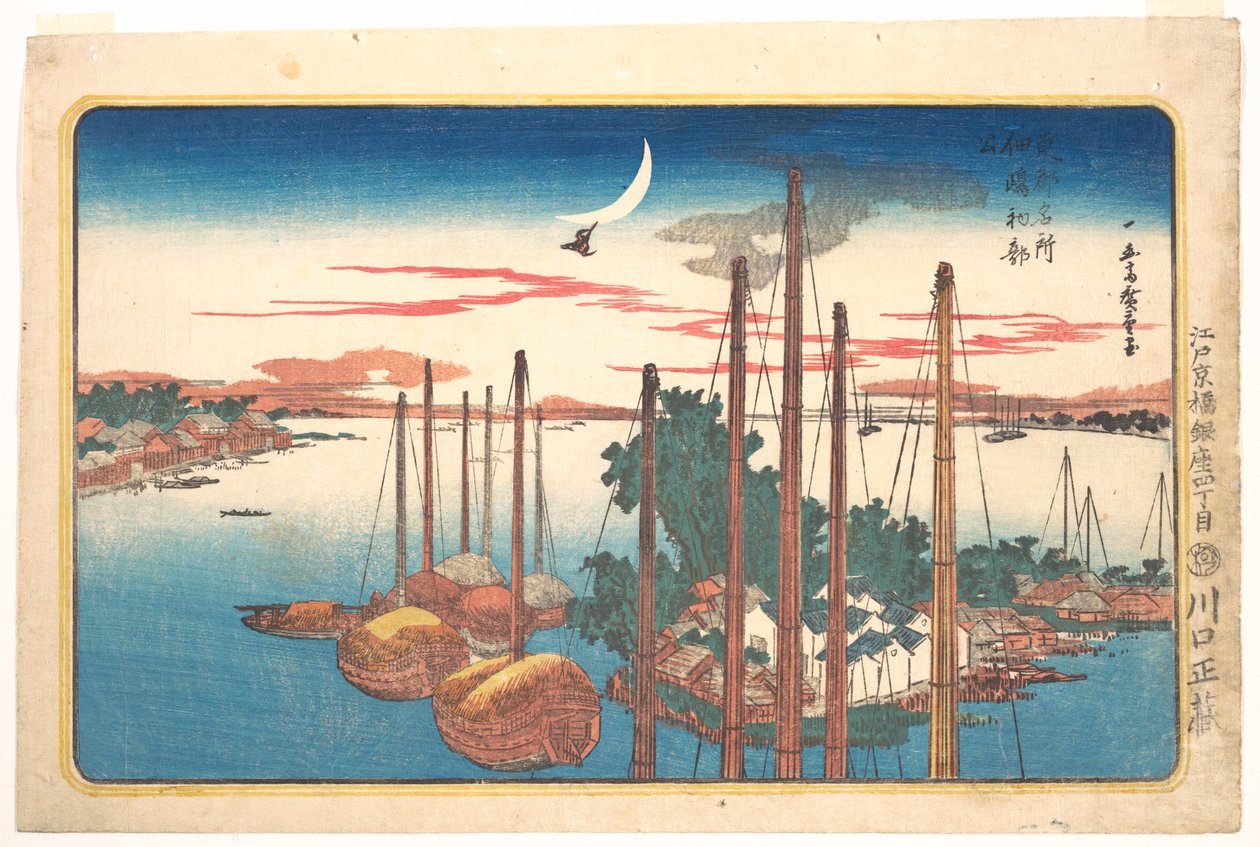 El primer canto del cuco del año en Tsukudajima de Utagawa Hiroshige