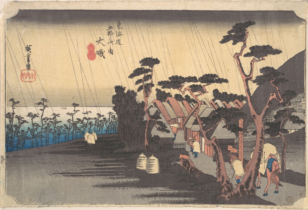Lluvia de tigres en la estación de Ōiso de Utagawa Hiroshige