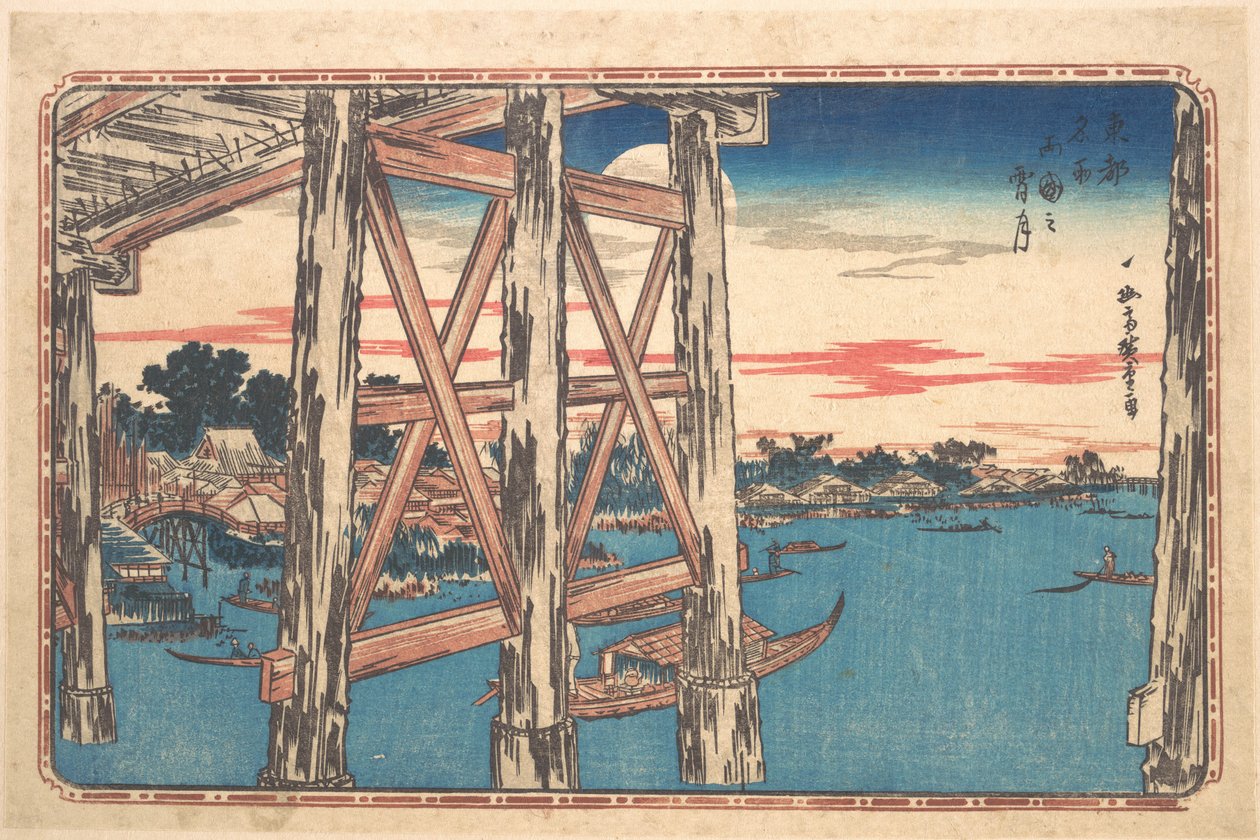 Luna crepuscular en el puente de Ryōgoku de Utagawa Hiroshige