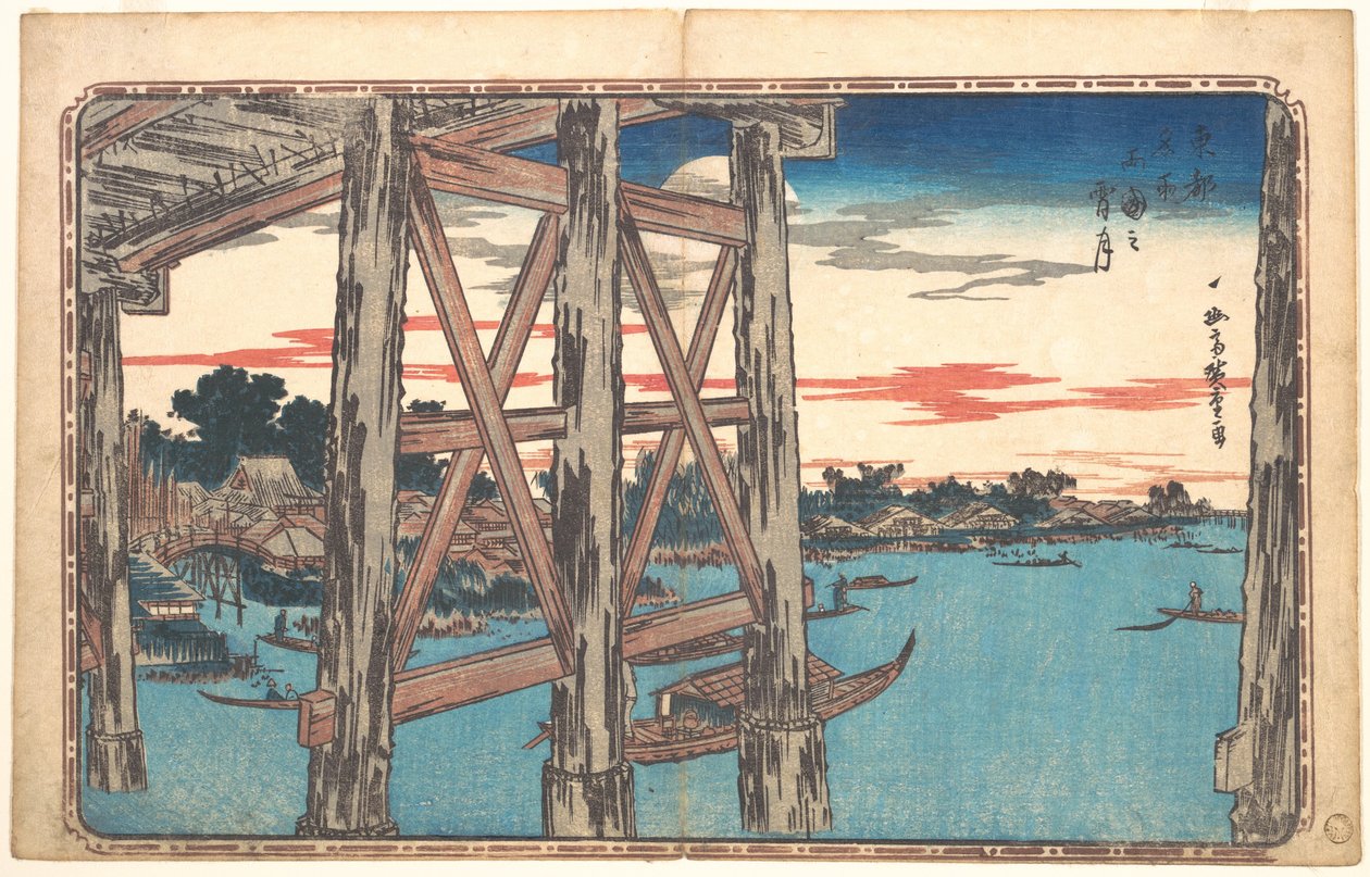 Luna crepuscular en el puente Ryōgoku de Utagawa Hiroshige