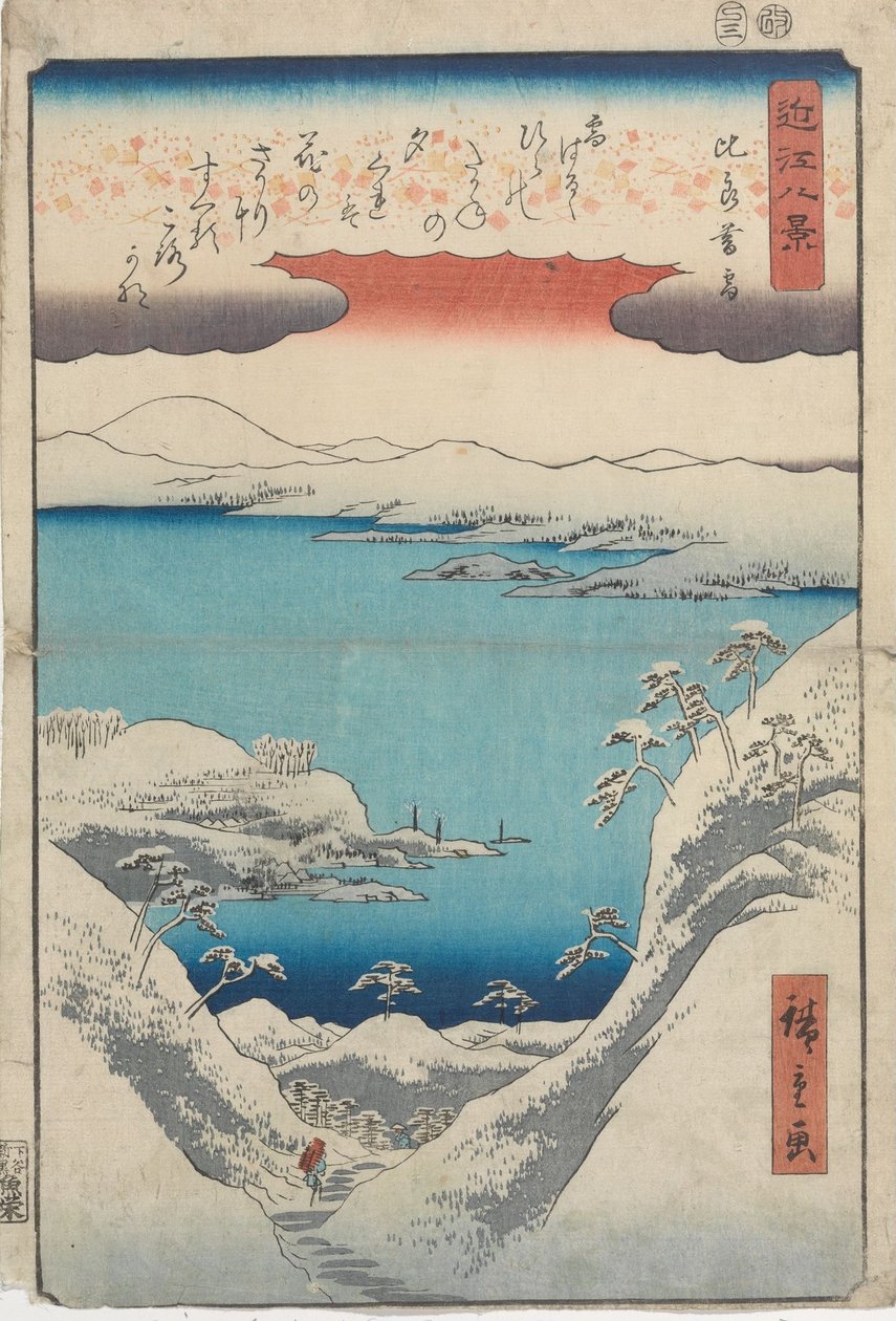 Nieve al atardecer en Hira de Utagawa Hiroshige