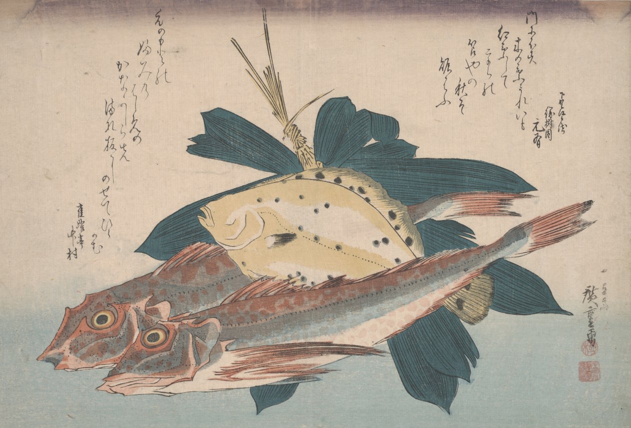 Dos rubios y un lenguado de Utagawa Hiroshige