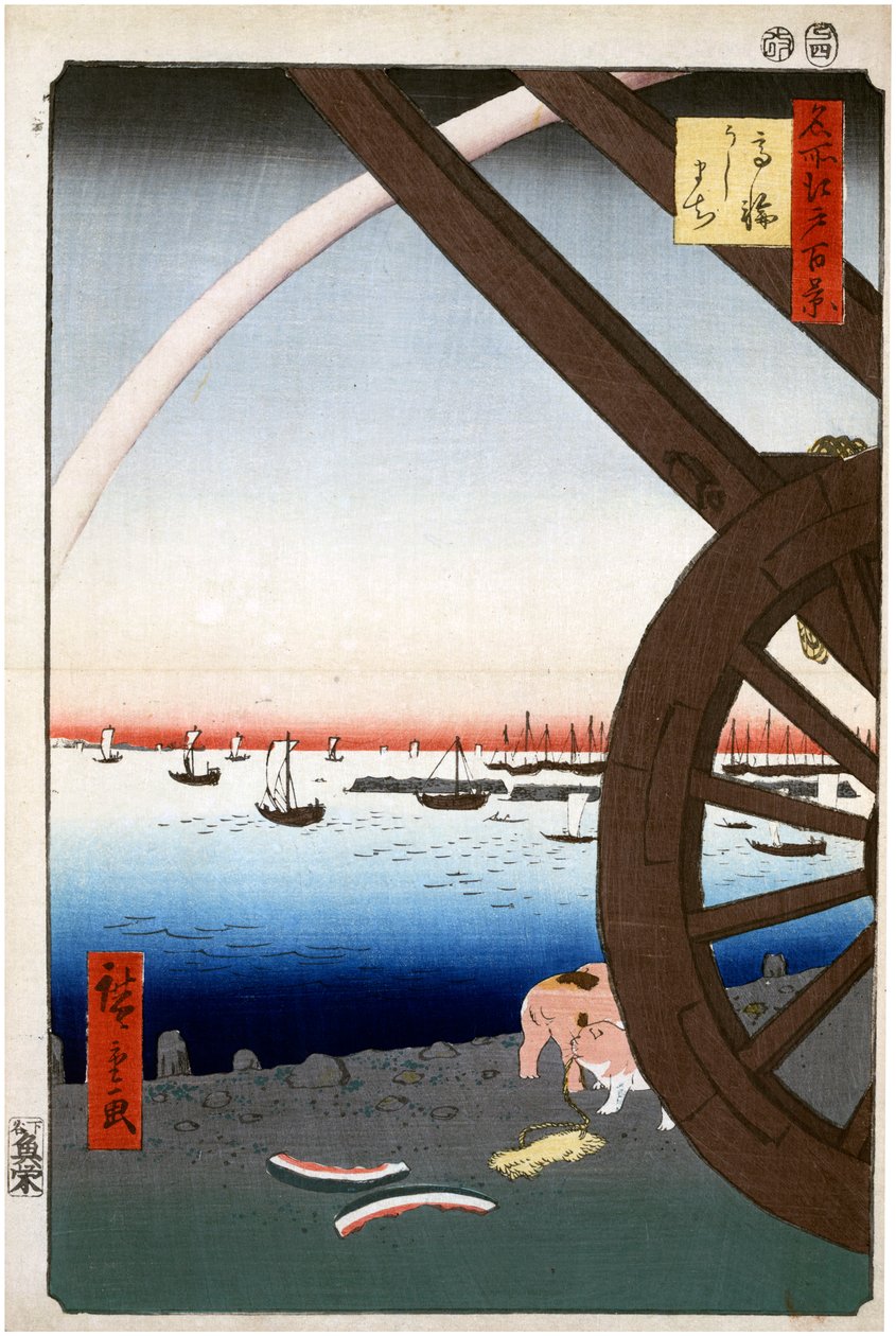 Ushimachi, Takanawa Cien vistas famosas de Edo, 1856-1858 de Utagawa Hiroshige