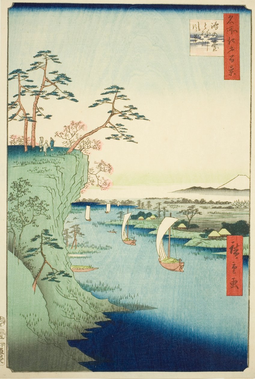 Vista de Konodai y el río Tone, de la serie "Cien vistas famosas de Edo" de Utagawa Hiroshige