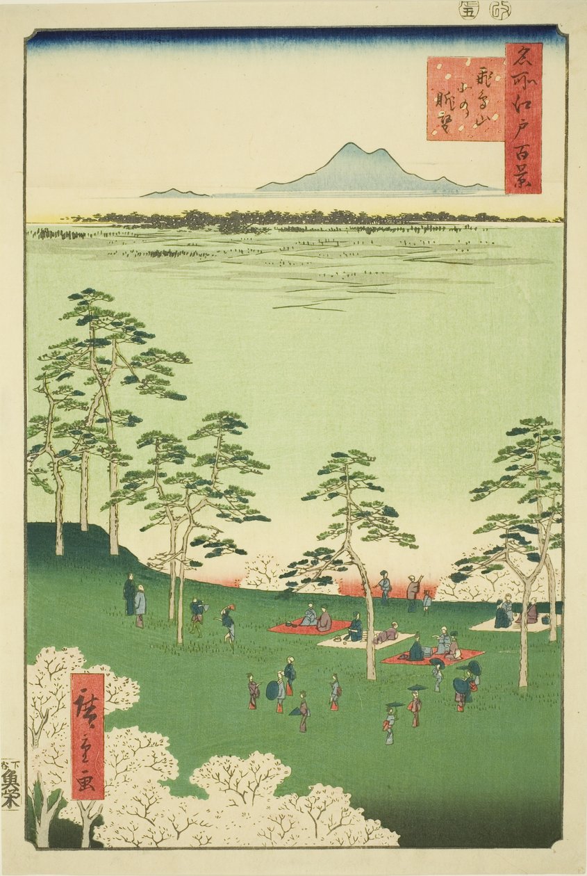 Vista al norte desde la colina Asuka (Asukayama kita no chobo), de la serie "Cien vistas famosas de Edo (Meisho Edo hyakkei)" de Utagawa Hiroshige