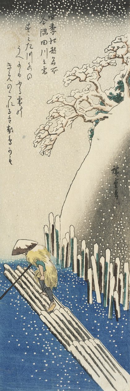 Invierno: el río Sumida bajo la nieve de Utagawa Hiroshige