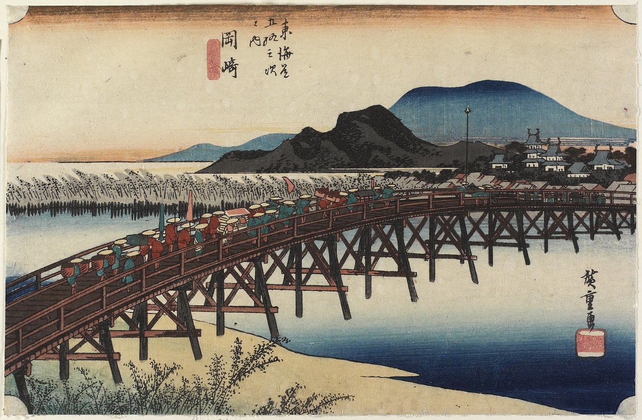 Puente Yahagi, Okazaki, c. 1833 de Utagawa Hiroshige