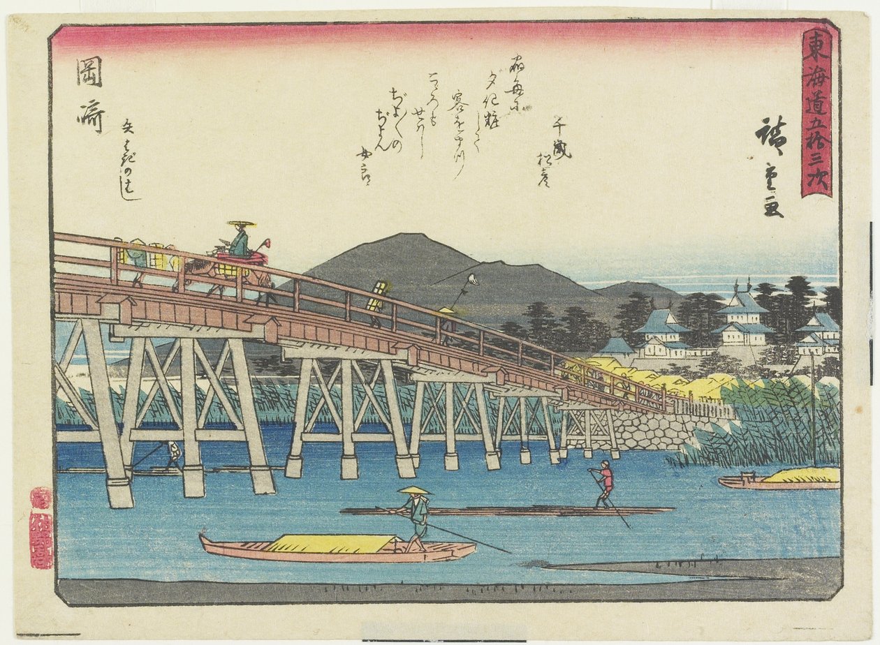 Puente Yahagi en Okazaki, 1837-1844 de Utagawa Hiroshige