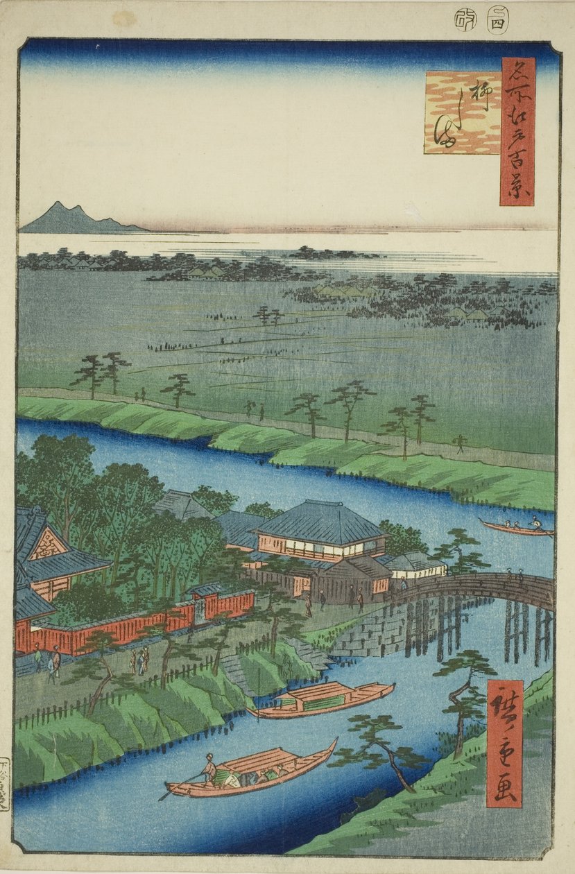 Yanagishima, de la serie "Cien Vistas Famosas de Edo (Meisho Edo hyakkei)" de Utagawa Hiroshige