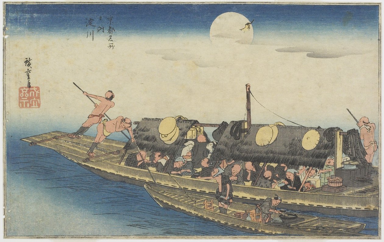 Río Yodo, c. 1834 de Utagawa Hiroshige