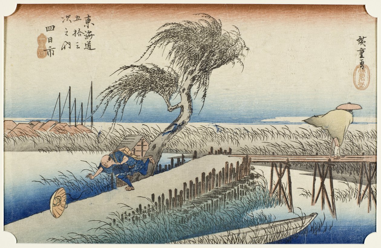 Yokkaichi: Río Mie de Utagawa Hiroshige