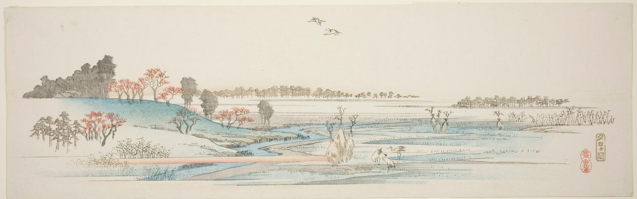 Yuhigaoka, de una serie sin título de vistas famosas de los suburbios de Edo de Utagawa Hiroshige