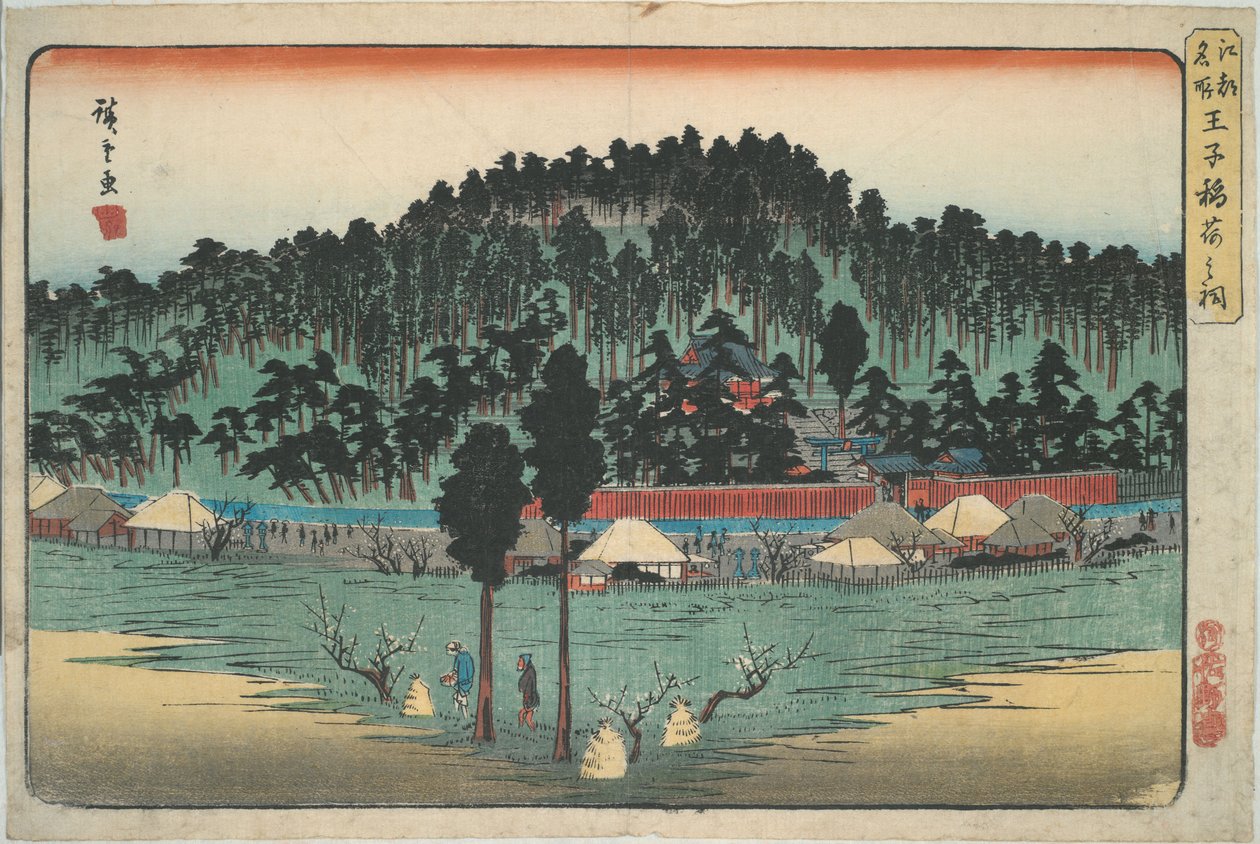 a. Pequeño santuario en Ōji, de la serie Vistas famosas de Edo de Utagawa Hiroshige