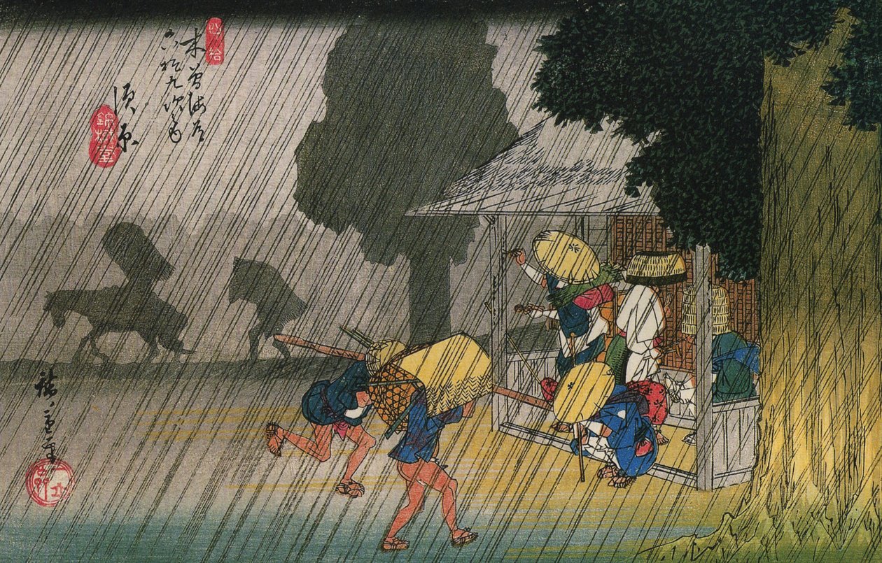 no.39 Suhara, de Las sesenta y nueve estaciones del Kiso-kaidō de Utagawa Hiroshige