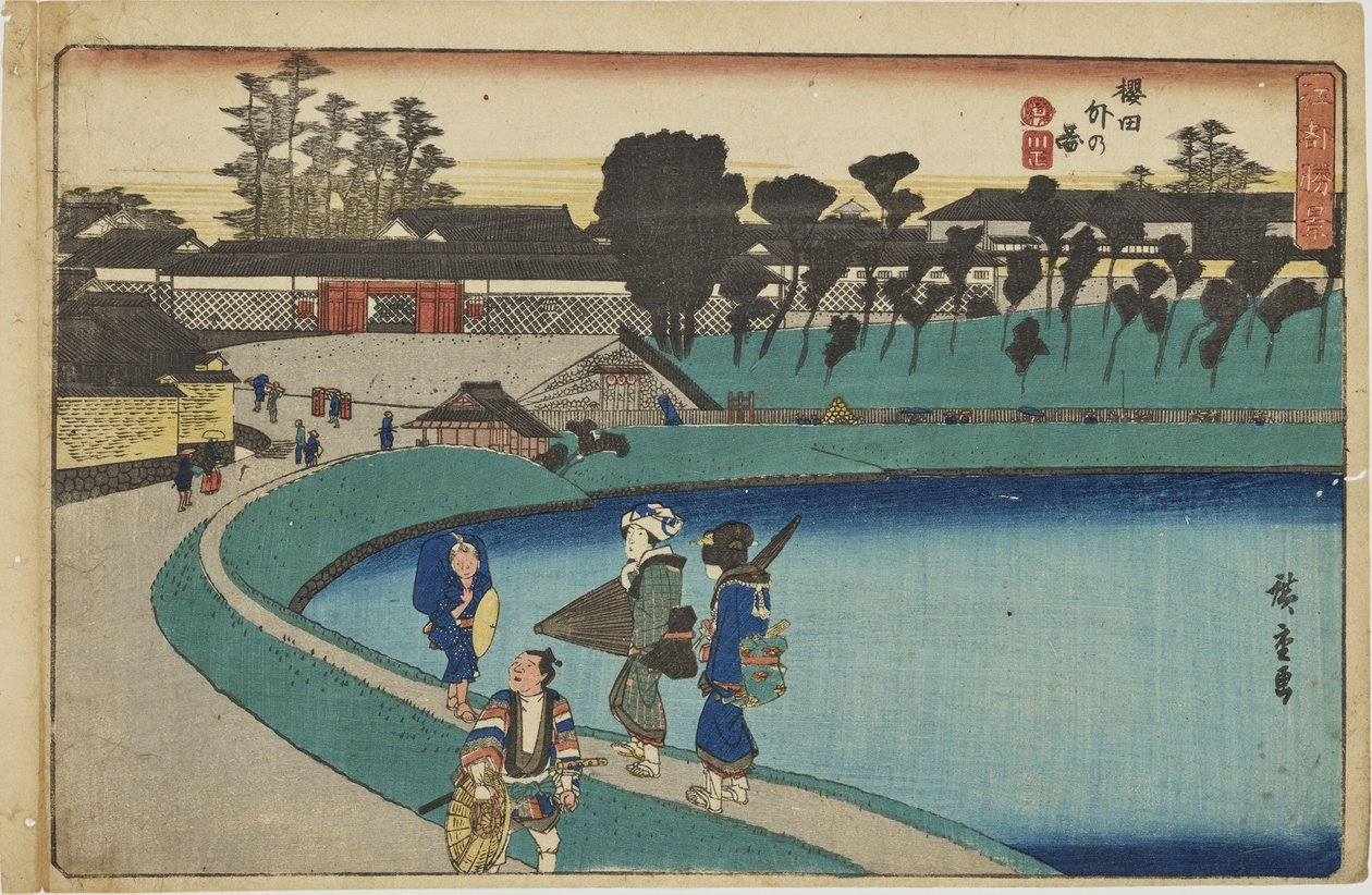 «A las afueras de la puerta de Sakurada», de la serie «Vistas destacadas de Edo» de Utagawa Hiroshige