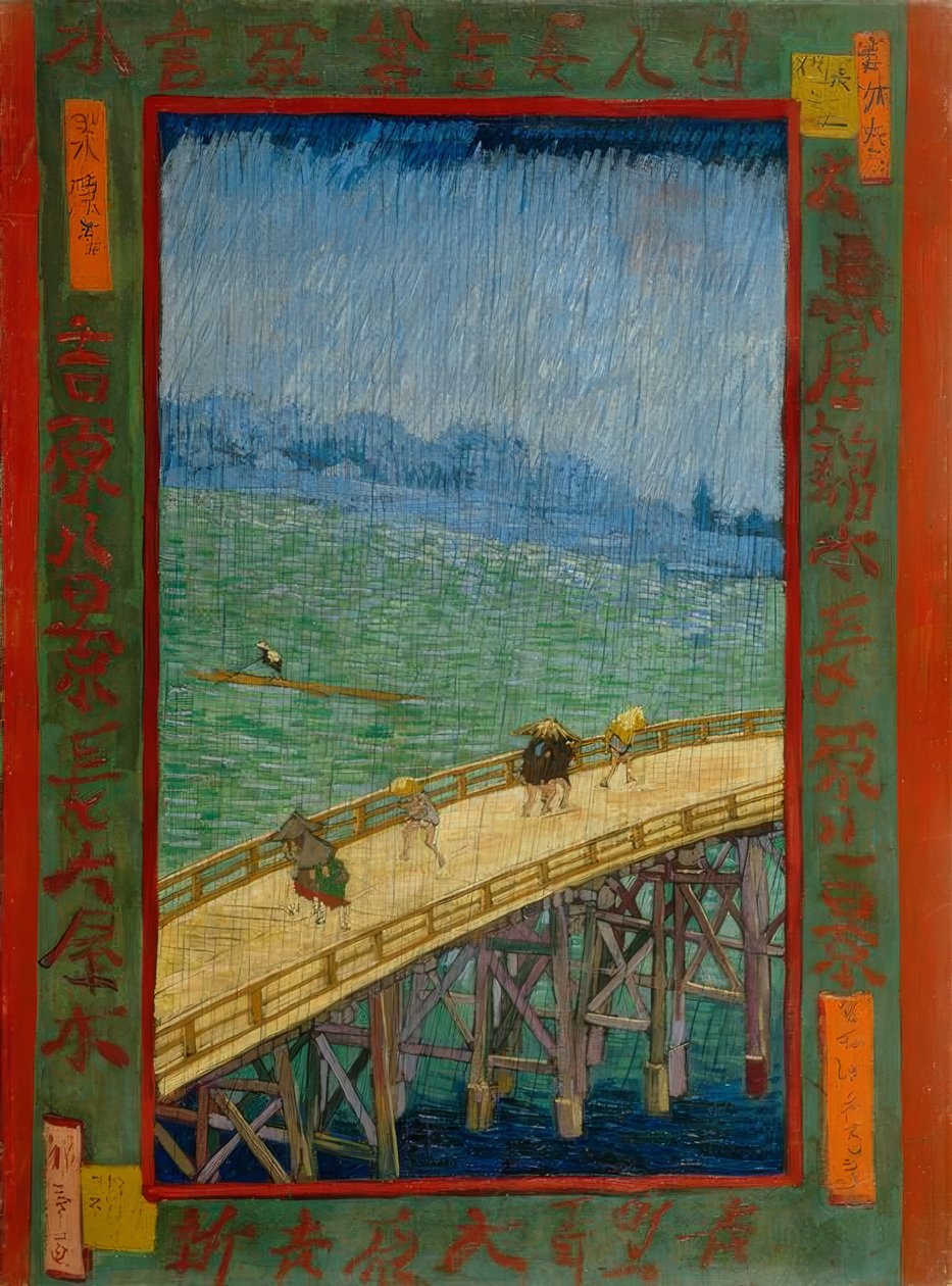 van Gogh después de Hiroshige, Puente en la lluvia de Utagawa Hiroshige