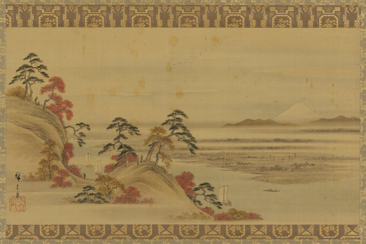 Paisaje fluvial: follaje rojo y Monte Fuji, período Edo, mediados del siglo XIX de Utagawa Hiroshige II