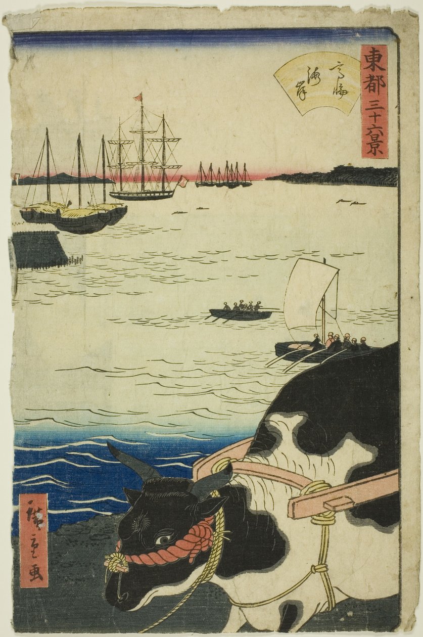 La playa de Takanawa (Takanawa kaigan), de la serie "Treinta y seis vistas de la capital oriental (Toto sanjurokkei)" de Utagawa Hiroshige II