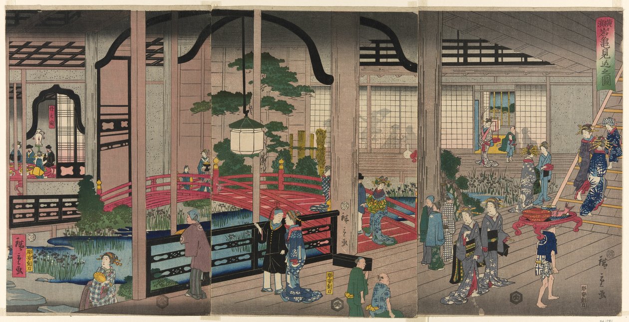 El Interior del Gankiro en Yokohama de Utagawa Hiroshige II