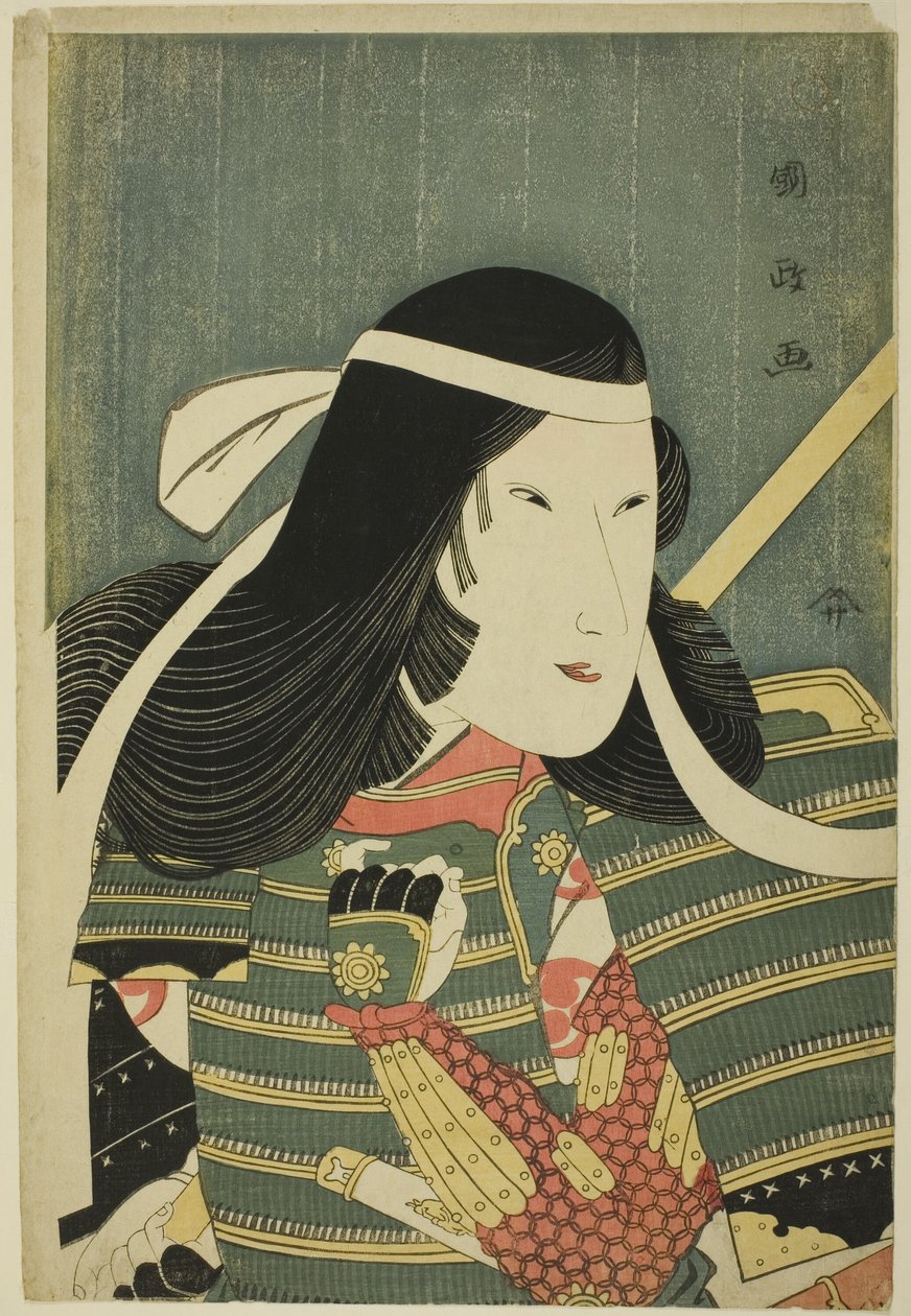 Iwai Kumesaburo en el papel de Lady Tomoe de Utagawa Kunimasa